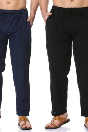 Aatman One Size Men's Eco-Friendly Cotton Pyjama Pack of 2 | Fits Waist Size 28 to 36 Inches