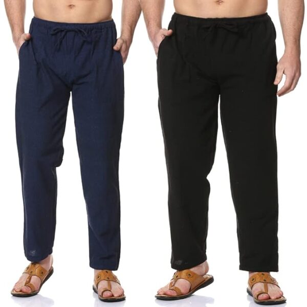 Aatman One Size Men's Eco-Friendly Cotton Pyjama Pack of 2 | Fits Waist Size 28 to 36 Inches