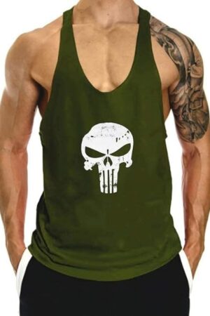 THE BLAZZE Gym Vest for Men Sleeveless Tshirt for Boys Breathable for Skull Gym Vest Lightweight Men Sleeveless T Shirts for Printed Comfortable Gym Wear for Men Vests for Men L2597