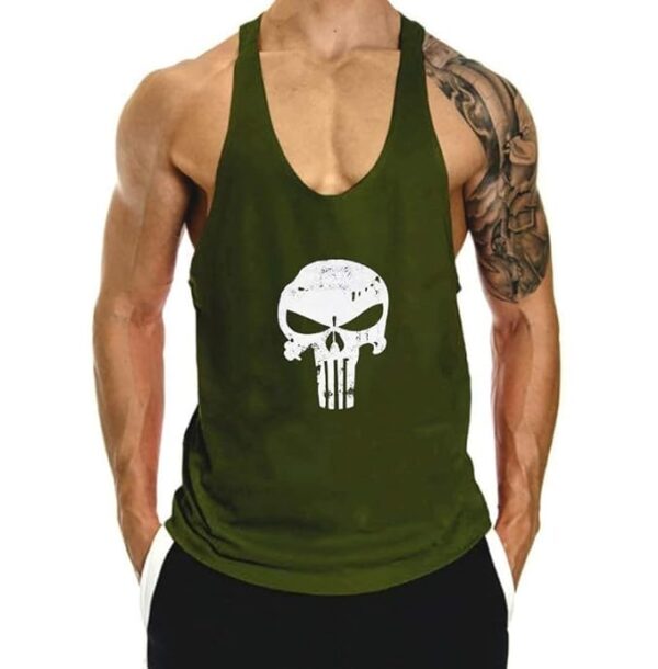 THE BLAZZE Gym Vest for Men Sleeveless Tshirt for Boys Breathable for Skull Gym Vest Lightweight Men Sleeveless T Shirts for Printed Comfortable Gym Wear for Men Vests for Men L2597
