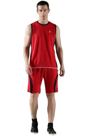 EPPE Round Neck Sweat Absorbing Micro Polyester Sleeveless Gym Sports T-Shirt and Shorts Slim Fit Quick Dry Co-Ord Set for Men
