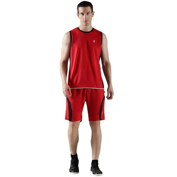EPPE Round Neck Sweat Absorbing Micro Polyester Sleeveless Gym Sports T-Shirt and Shorts Slim Fit Quick Dry Co-Ord Set for Men