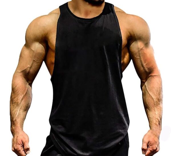 ANTTELOPE Men's Cotton Workout Vests Super Combed Black Round Neck Sleeveless Stringer Y Racer Back Tank Tops Gym Fit Vest Tank Sando Men