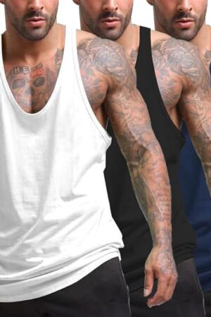 THE BLAZZE Men's Tank Tops Muscle Gym Bodybuilding Vest Fitness Workout Train Stringers Workout Vets for Men L2630