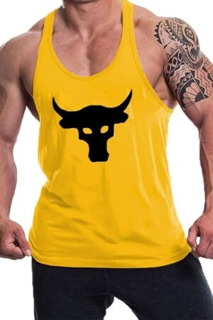 ANTTELOPE Men's Cotton Vests Super Combed Cotton Black Round Neck Sleeveless Stringer Y Racer Back Tank Tops Gym Workout Fit Sando Vest Tank Top for Men