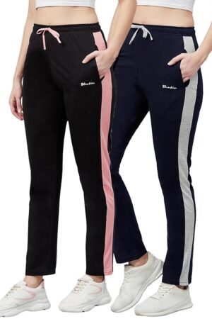 BLINKIN Women's Relaxed Fit Mid Rise Cotton Pajamas Combo, Pack of 2-The Ultimate Track Pants : Ideal Lower for Night Wear & Comfort Wear
