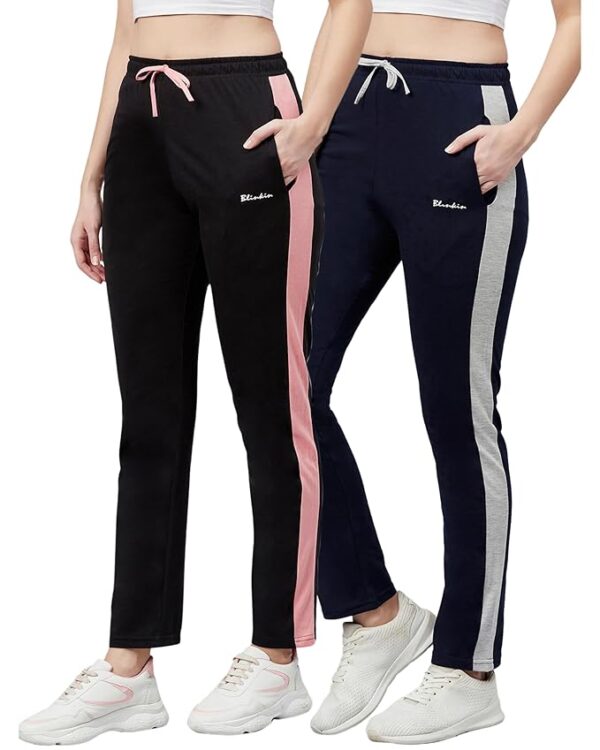 BLINKIN Women's Relaxed Fit Mid Rise Cotton Pajamas Combo, Pack of 2-The Ultimate Track Pants : Ideal Lower for Night Wear & Comfort Wear