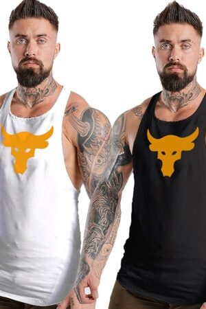 JUARI BE A GENTLEMAN Men's Cotton Round Neck, Sleeveless, Super Combed Gym Vest