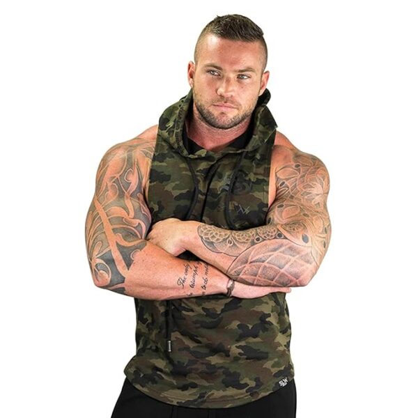 HOT BUTTON Hotbutton Bodybuilding Stringer Hoodie Tank Tops for Men - Gym Vest Printed Top Stringers Pack